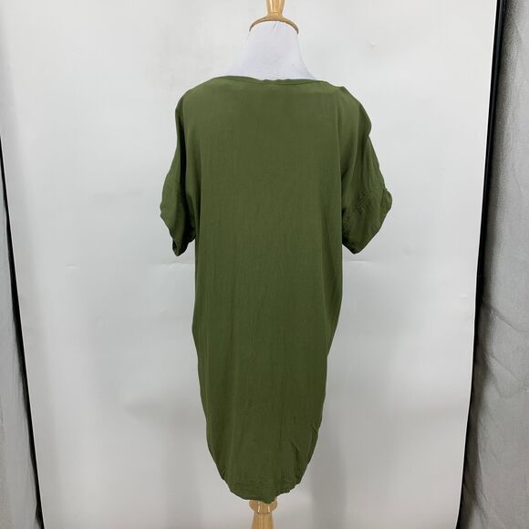 Madewell T Shirt Dress Womens M Medium Olive Green Novel Shift Drapey Side Vents - Picture 5 of 15